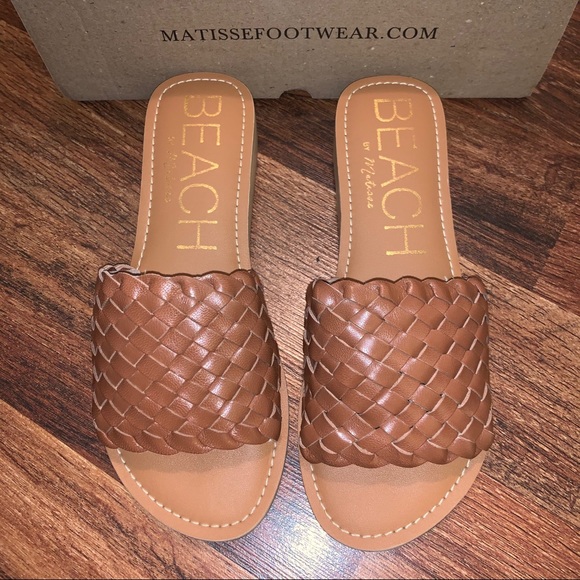 Matisse Shoes | Beach By Matisse Woven Slide Sandals 7 Cognac Nib | Poshmark